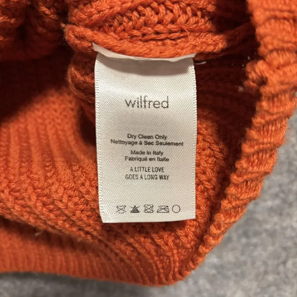 Wilfred Sweater Dress Womens XS Orange 100% Merino Wool Chunky Kint Aritzia